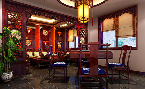 闵行古典中式风格茶楼包间设计装修效果图